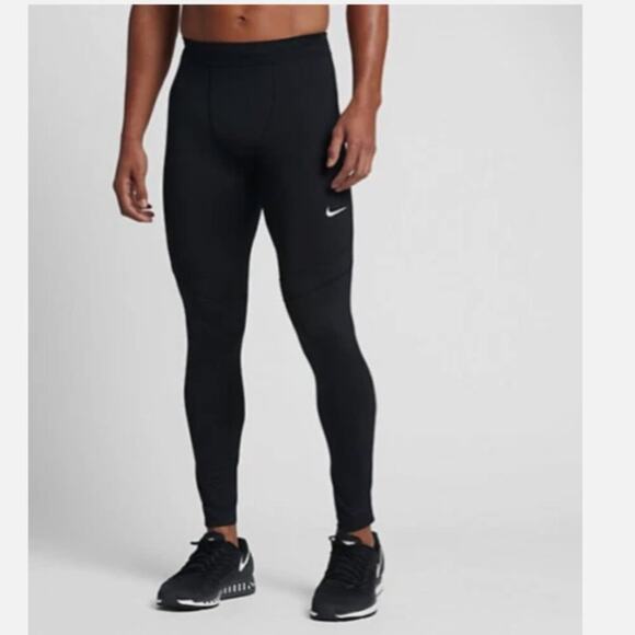Nike Men's Power Reflect Running Black Tights Pant Size M - Picture 2 of 9